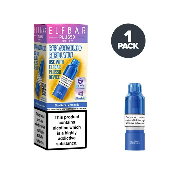 Blue Razz Lemonade Elf Bar Plus 50 Prefilled Pods